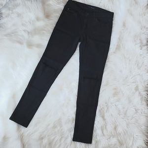 Women's kancan black skinny jeans slit knees size 29